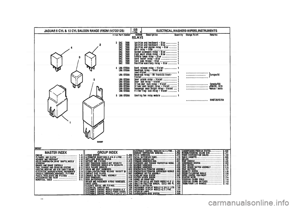 JAGUAR XJ 1994 2.G Parts Catalogue 2 