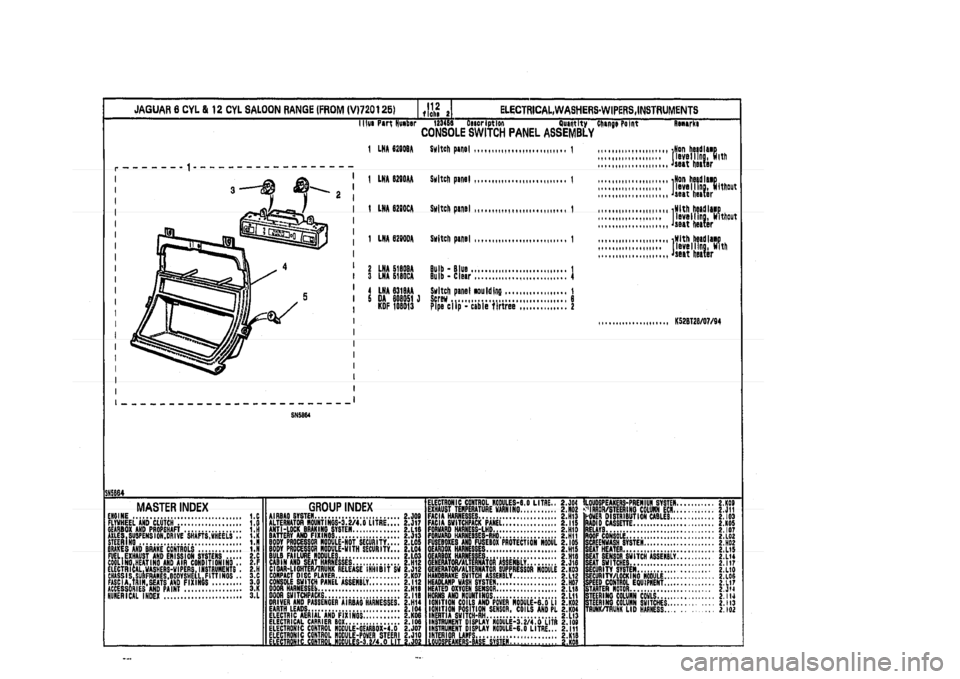 JAGUAR XJ 1994 2.G Parts Catalogue 2 