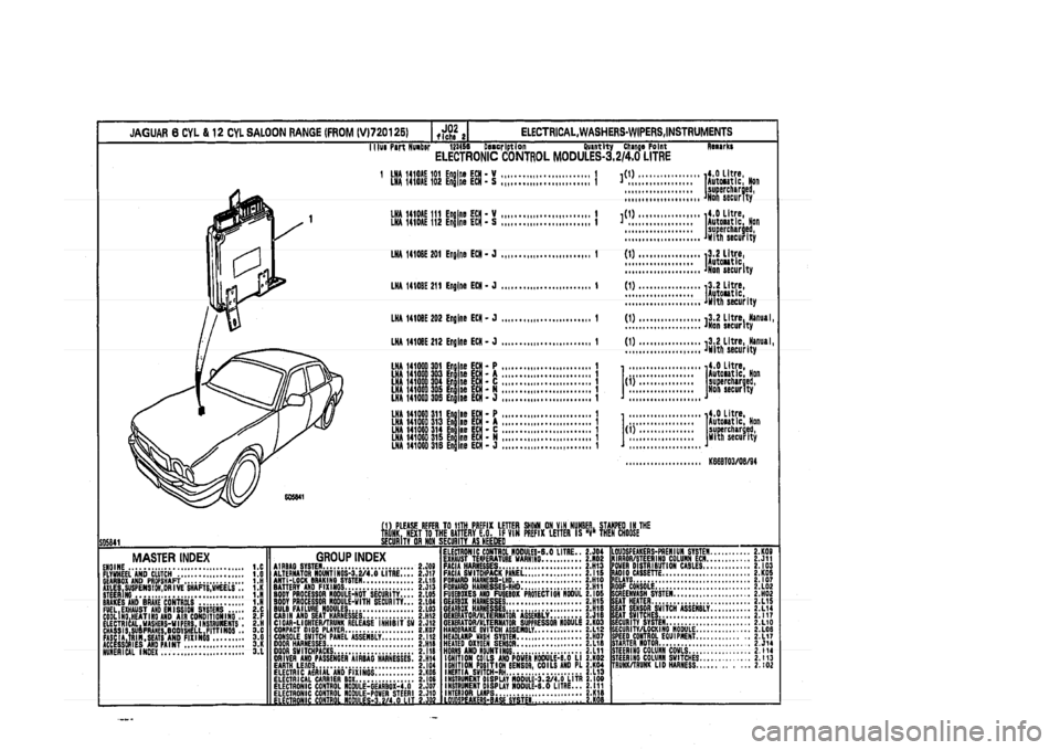 JAGUAR XJ 1994 2.G Parts Catalogue 2 