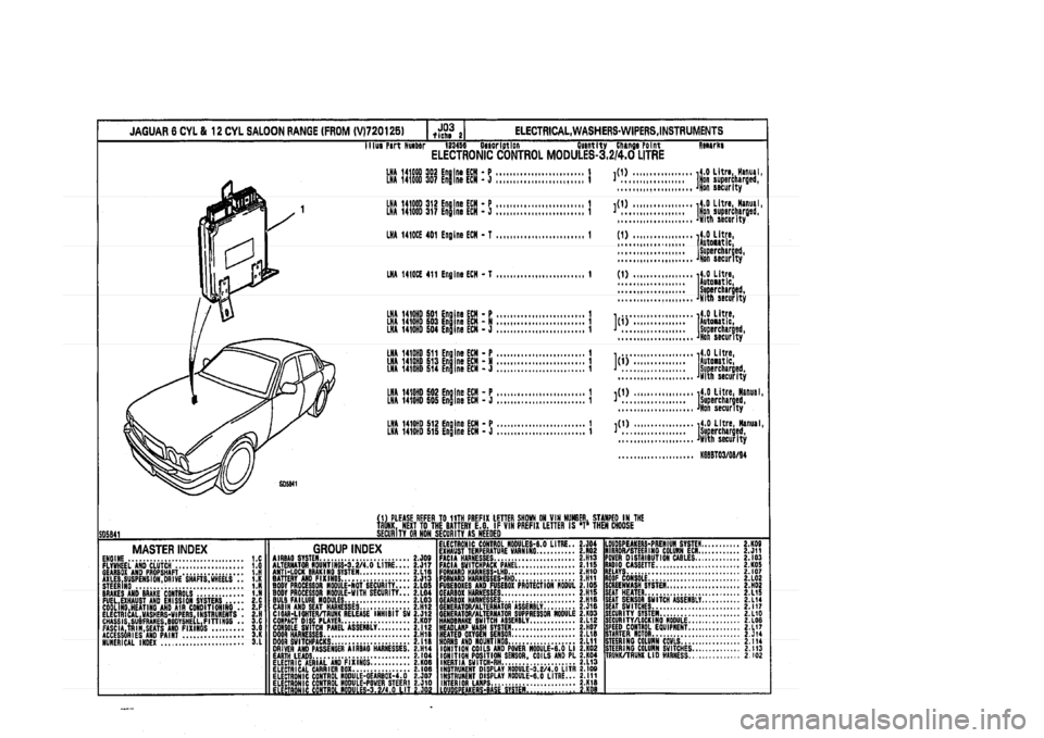 JAGUAR XJ 1994 2.G Parts Catalogue 2 