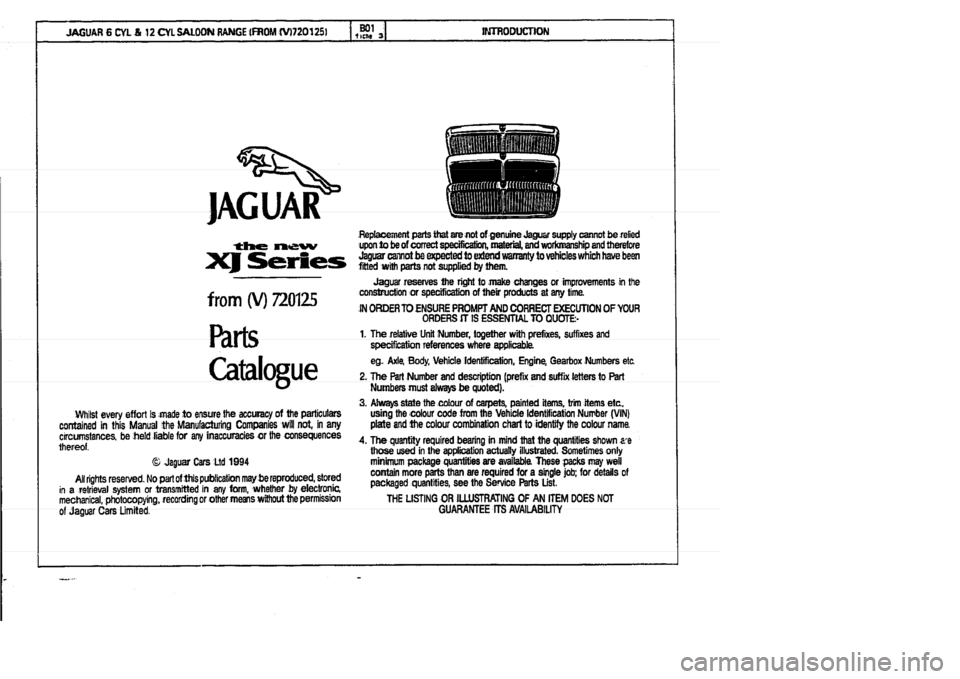 JAGUAR XJ 1994 2.G Parts Catalogue 3 