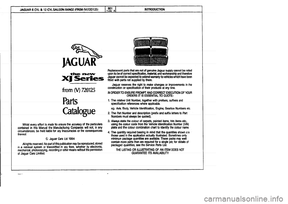 JAGUAR XJ 1994 2.G Parts Catalogue 3 