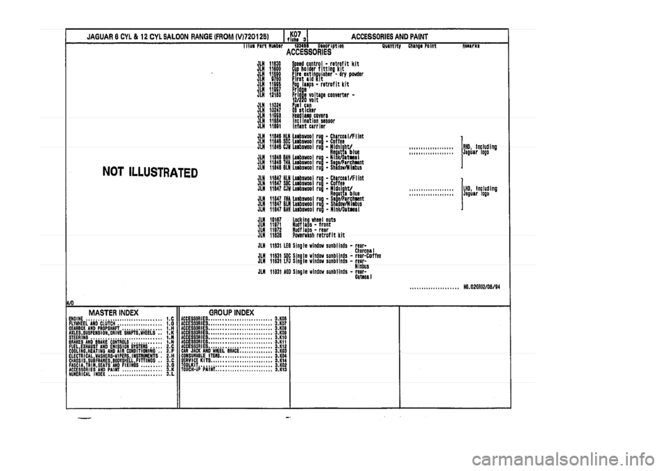 JAGUAR XJ 1994 2.G Parts Catalogue 3 JAGUAR XJ 1994 2.G Parts Catalogue 3