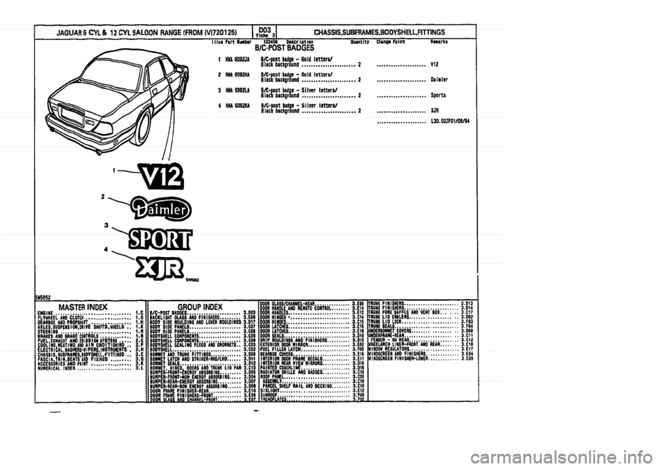JAGUAR XJ 1994 2.G Parts Catalogue 3 JAGUAR XJ 1994 2.G Parts Catalogue 3