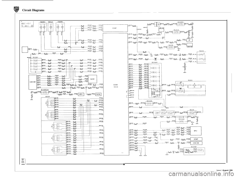 JAGUAR XJ6 1994 2.G Electrical Diagnostic Manual 0 0 
0 
Circuit Diagrams  ~~ 
~ 
DEC 1157 
06 OF 6A 
SCMD 
15 5 3 
r 
%? 
Issue 2 1 August 1994  