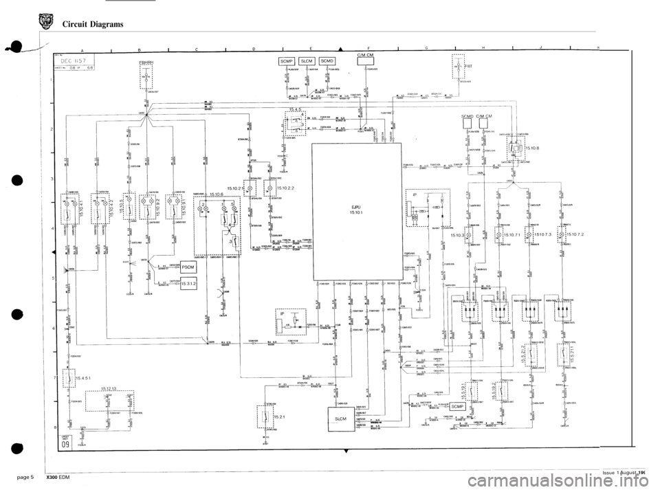 JAGUAR XJ6 1994 2.G Electrical Diagnostic Manual Circuit Diagrams 
EJPU 15.10.1 a7Cb 
3101017 ,OllR 
1510 7.3 j 
i COO2IW2 
f(w11002 
0011007 
1 
DO21033 , 
m1005 
\I cmiwox) +- 
-- 
1 Issue 1 August 1994 X300 EDM  