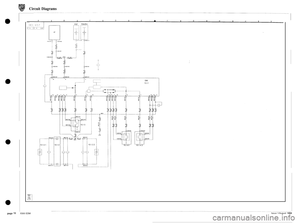 JAGUAR XJ6 1994 2.G Electrical Diagnostic Manual Circuit  Diagrams 
--.h I I 
Issue 1 August 1994 page 19 X300 EDM  