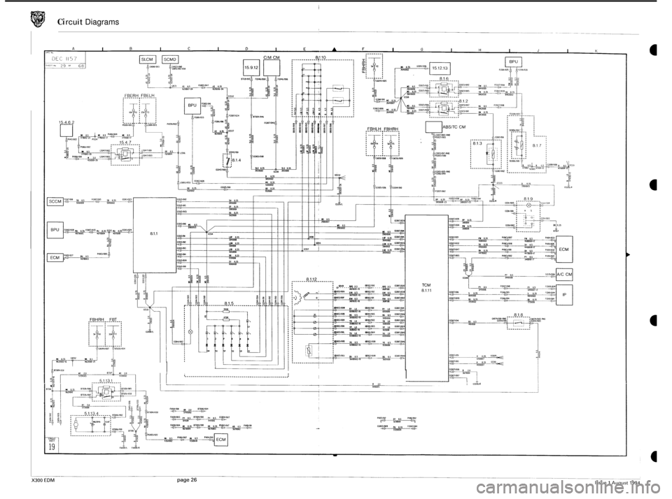 JAGUAR XJ6 1994 2.G Electrical Diagnostic Manual C i r cu it Diagrams 
8.1.1 
I 1- I I 
I I I 
U 2.0 CCOdBfi 119x001  
