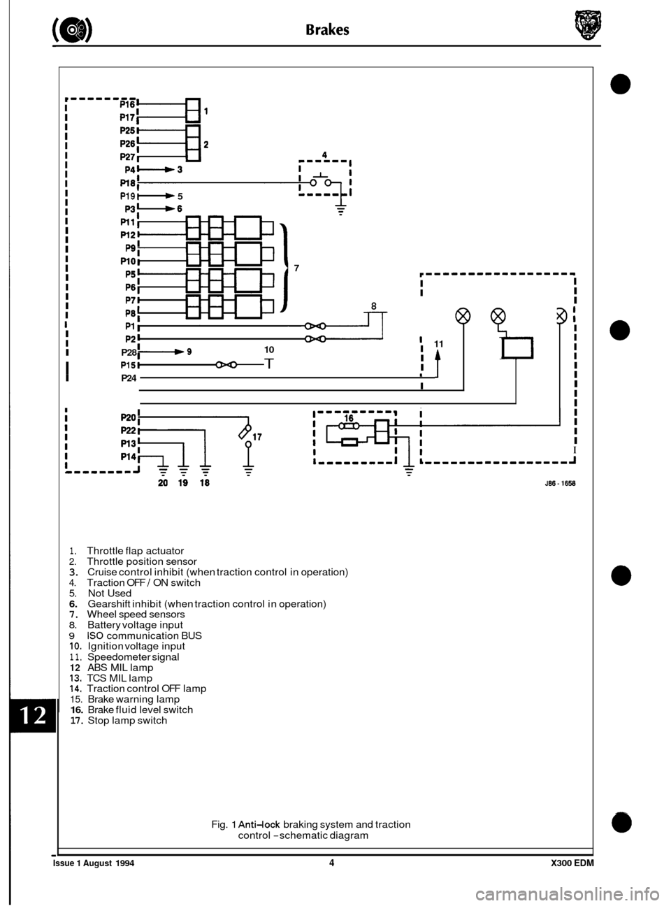 JAGUAR XJ6 1994 2.G Electrical Diagnostic Manual I I I I I I I I
I
I
I 11 I I
I
I
I I P24 1
I
I
I
I
I I I I I I I I
I
I
I
P19: 5
P3-6
7
8
I I I I P28 I-+ 9 10
I P15t T
I
I I I
I
,t I
I
I I I I I I I I
I
I I I
1. Throttle JAGUAR XJ6 1994 2.G Electrical Diagnostic Manual I I I I I I I I
I
I
I 11 I I
I
I
I I P24 1
I
I
I
I
I I I I I I I I
I
I
I
P19: 5
P3-6
7
8
I I I I P28 I-+ 9 10
I P15t T
I
I I I
I
,t I
I
I I I I I I I I
I
I I I
1. Throttle