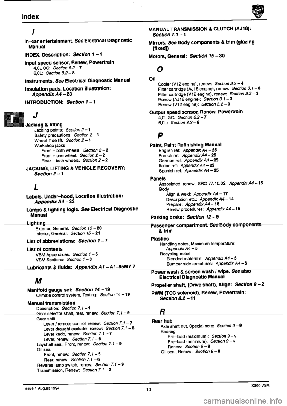 JAGUAR XJ6 1994 2.G  Second Edition User Guide 