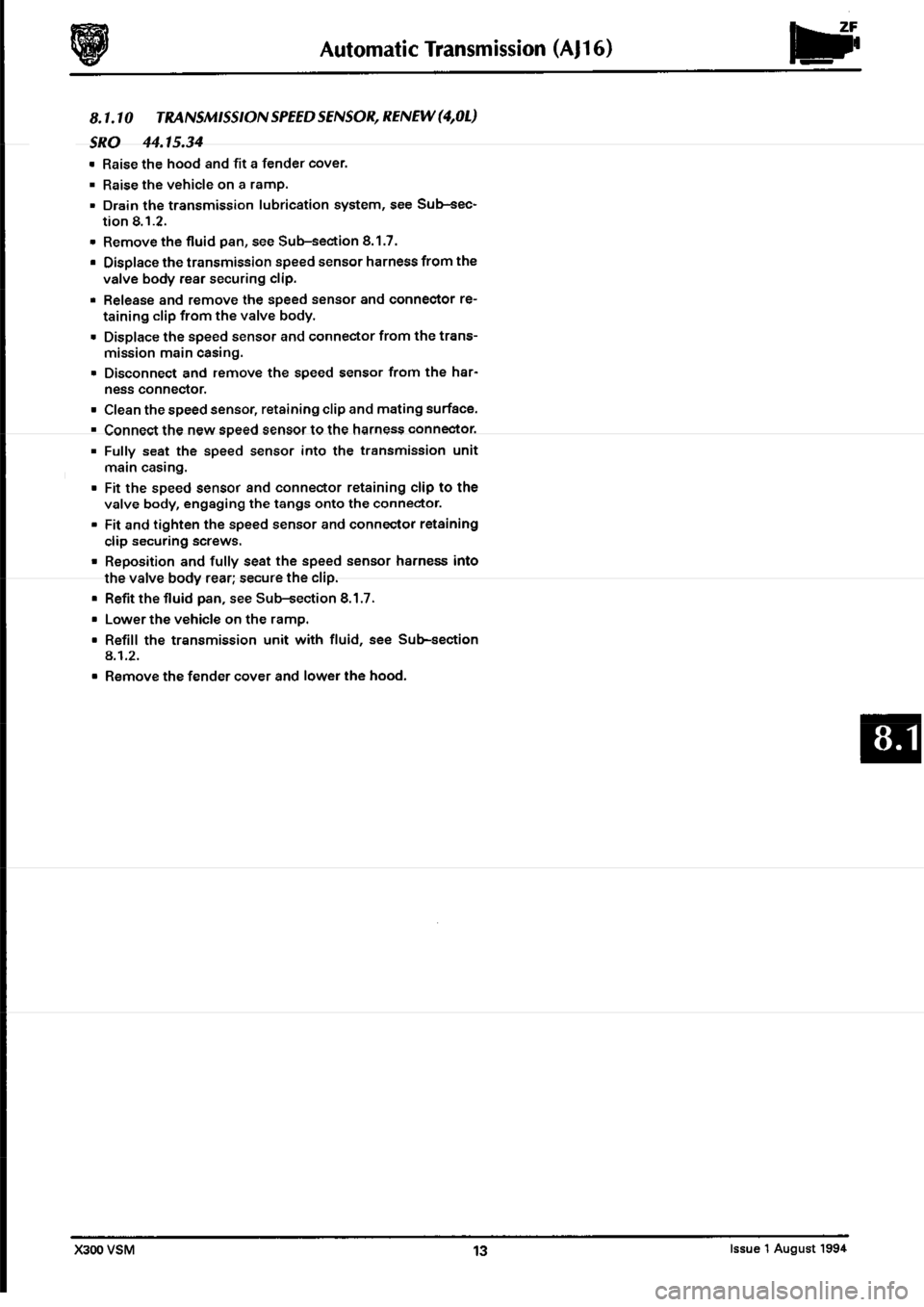 JAGUAR XJ6 1994 2.G Workshop Manual Second Edition JAGUAR XJ6 1994 2.G Workshop Manual Second Edition