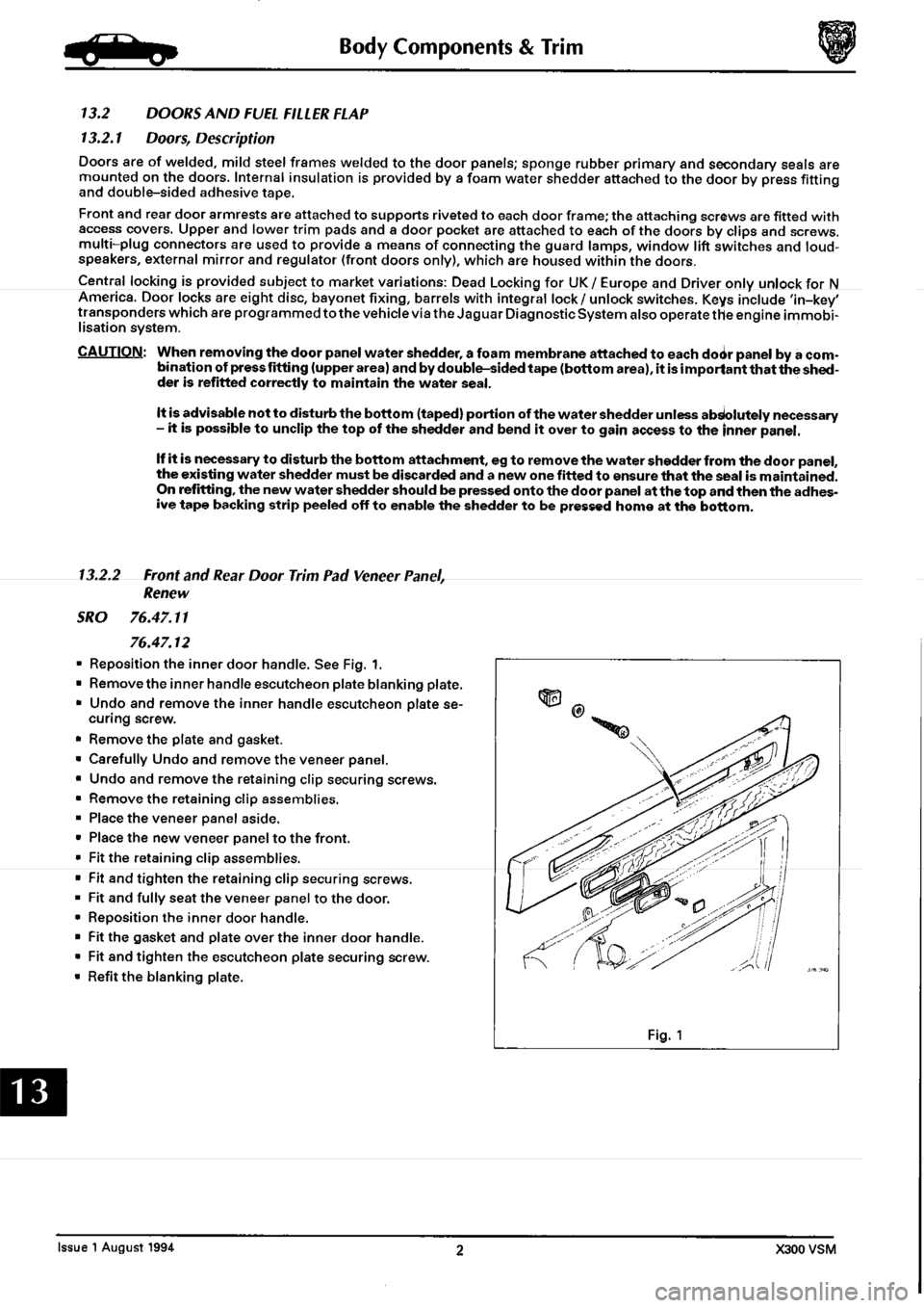 JAGUAR XJ6 1994 2.G Workshop Manual Second Edition JAGUAR XJ6 1994 2.G Workshop Manual Second Edition