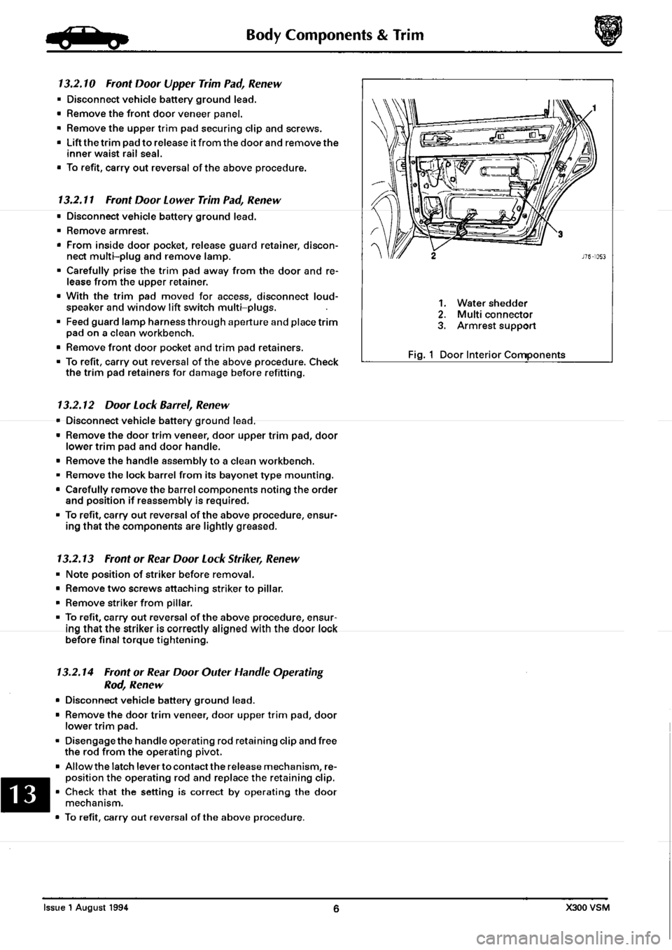 JAGUAR XJ6 1994 2.G Workshop Manual Second Edition JAGUAR XJ6 1994 2.G Workshop Manual Second Edition