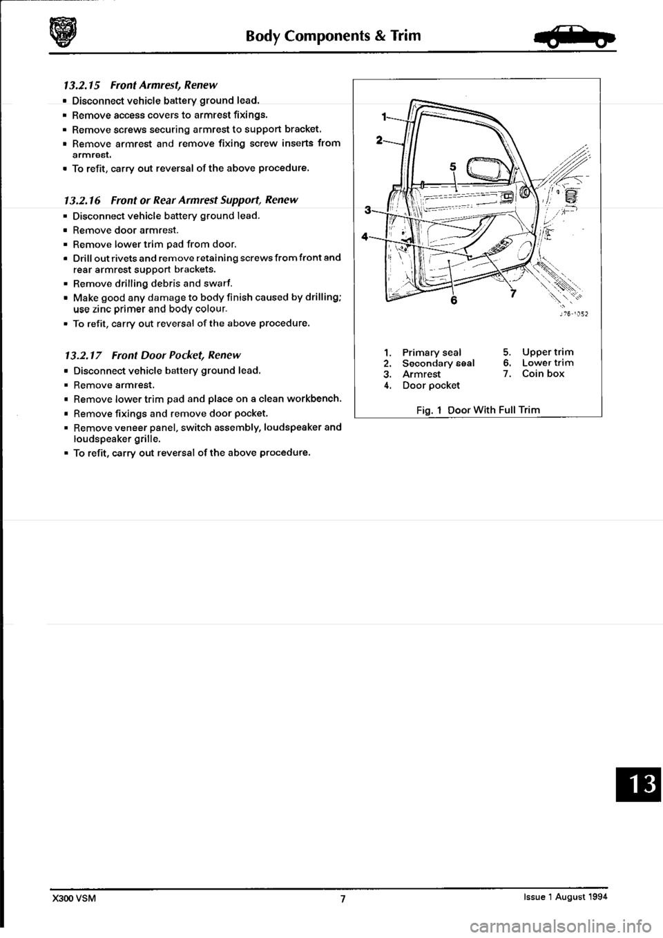 JAGUAR XJ6 1994 2.G Workshop Manual Second Edition JAGUAR XJ6 1994 2.G Workshop Manual Second Edition