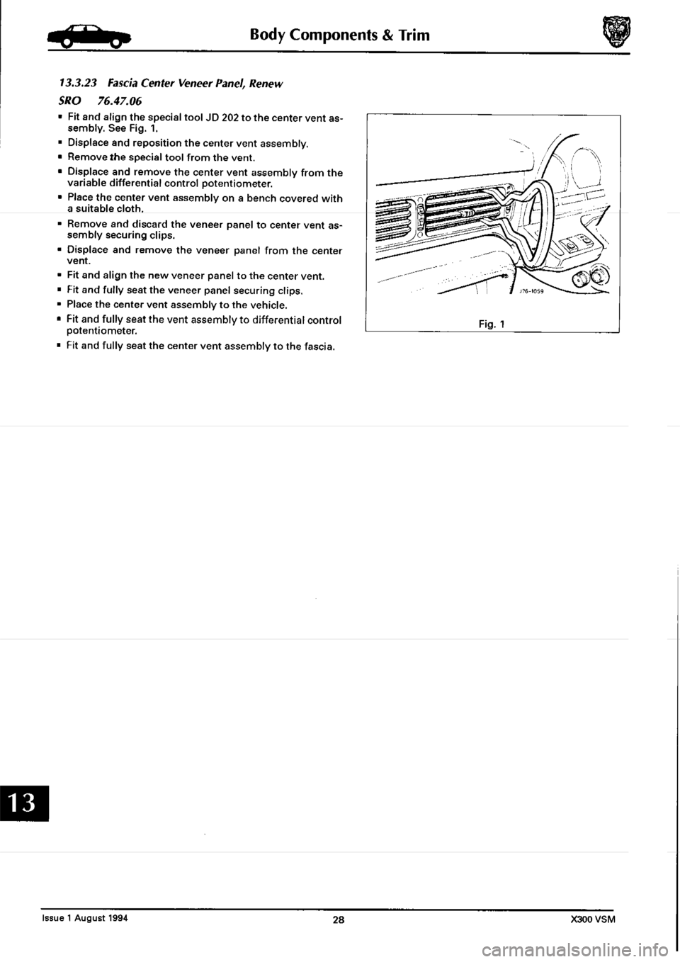 JAGUAR XJ6 1994 2.G Workshop Manual Second Edition JAGUAR XJ6 1994 2.G Workshop Manual Second Edition