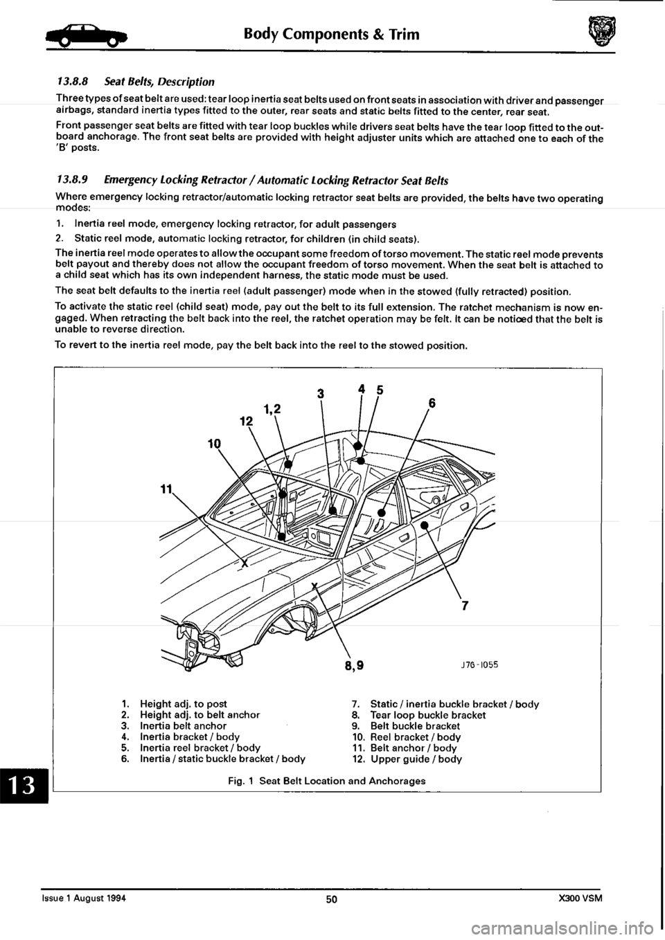 JAGUAR XJ6 1994 2.G Workshop Manual Second Edition JAGUAR XJ6 1994 2.G Workshop Manual Second Edition