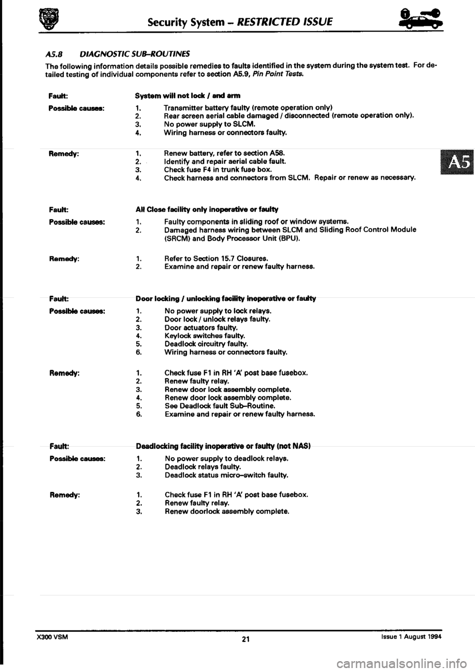 JAGUAR XJ6 1994 2.G Workshop Manual Second Edition 