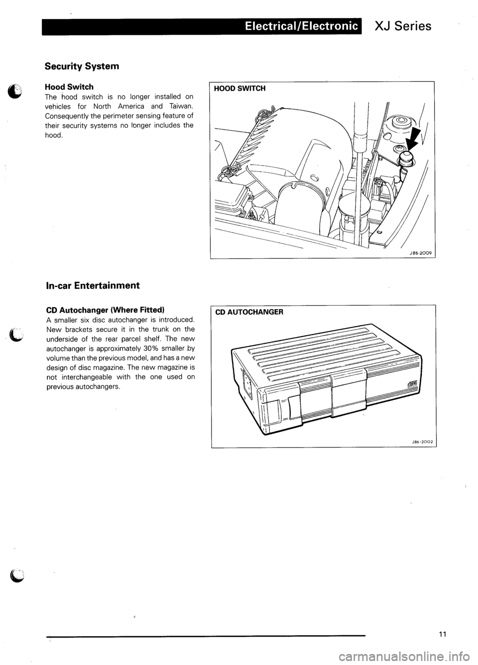 JAGUAR XJ6 1995 2.G Model Year Supplement Manual 