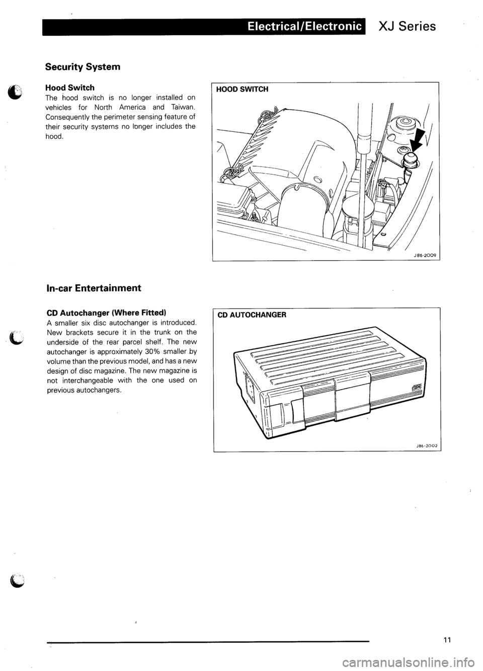 JAGUAR XJ6 1995 2.G Model Year Supplement Manual JAGUAR XJ6 1995 2.G Model Year Supplement Manual