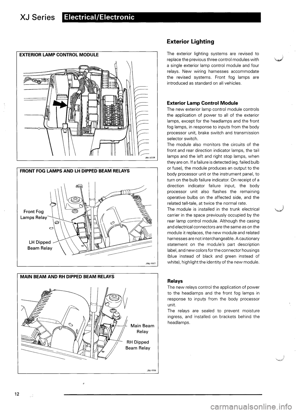 JAGUAR XJ6 1995 2.G Model Year Supplement Manual JAGUAR XJ6 1995 2.G Model Year Supplement Manual