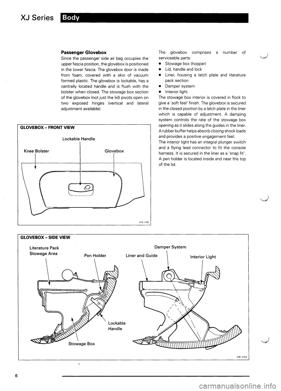 JAGUAR XJ6 1995 2.G Model Year Supplement Manual JAGUAR XJ6 1995 2.G Model Year Supplement Manual
