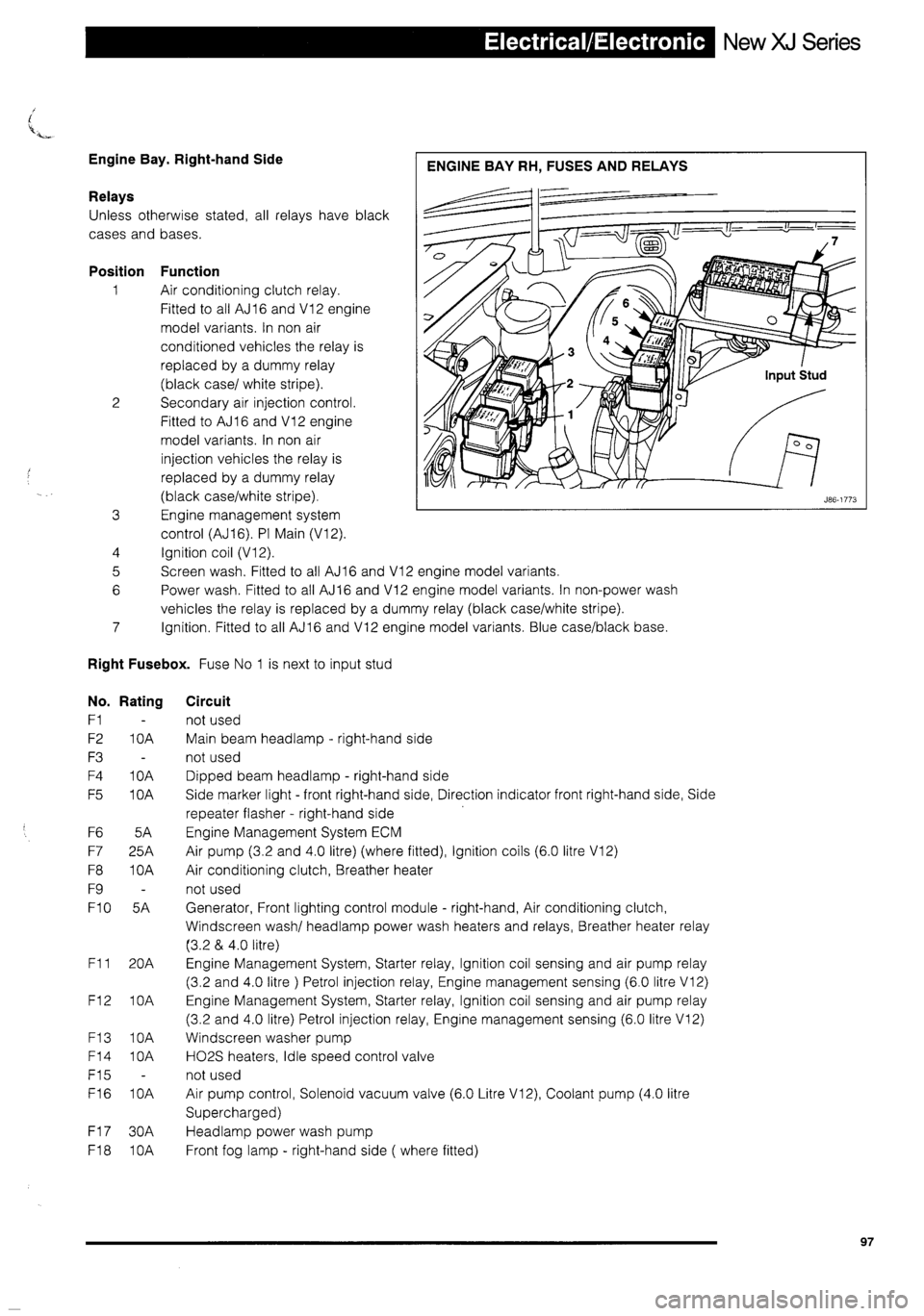 JAGUAR XJ 1995 2.G Technical Information Manual 