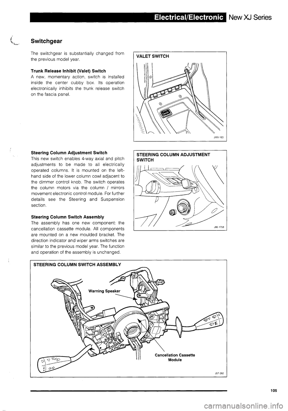 JAGUAR XJ 1995 2.G Technical Information Manual 