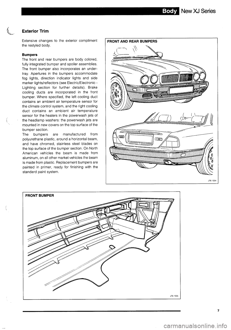 JAGUAR XJ 1995 2.G Technical Information Manual 