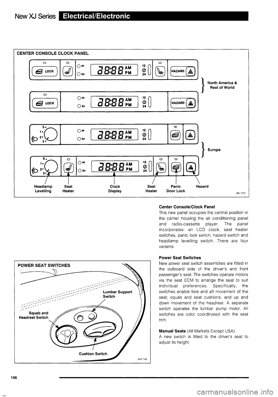 JAGUAR XJ 1995 2.G Technical Information Manual 