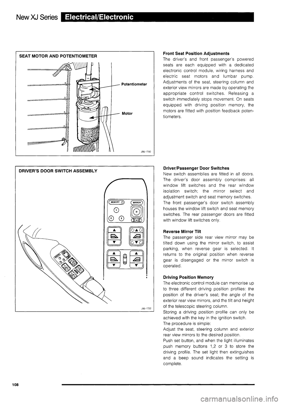 JAGUAR XJ 1995 2.G Technical Information Manual 