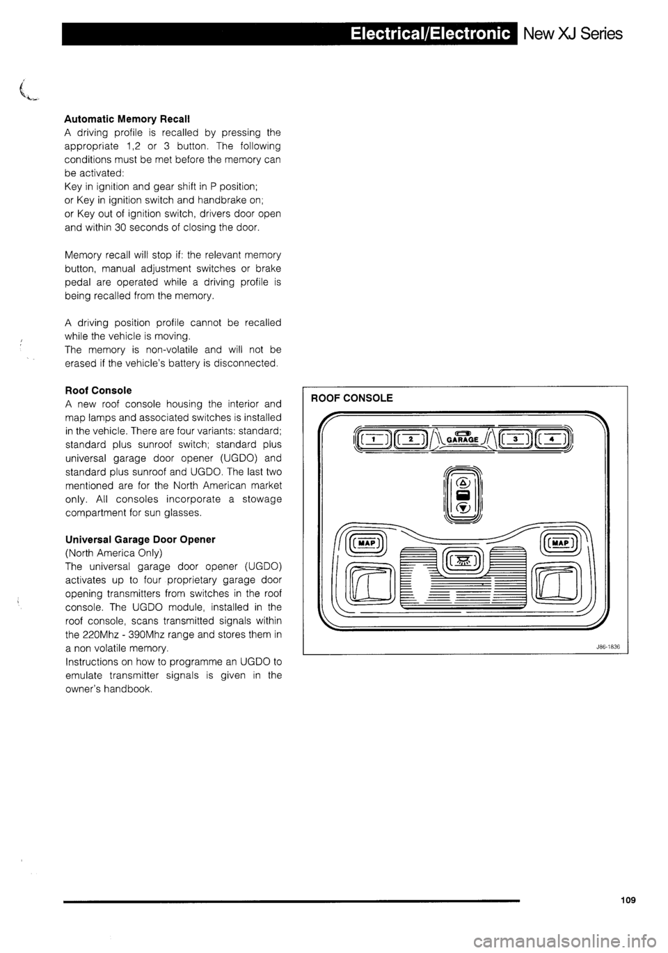 JAGUAR XJ 1995 2.G Technical Information Manual 