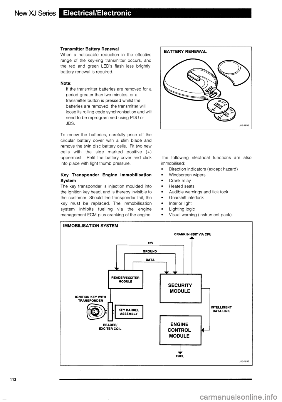 JAGUAR XJ 1995 2.G Technical Information Manual 