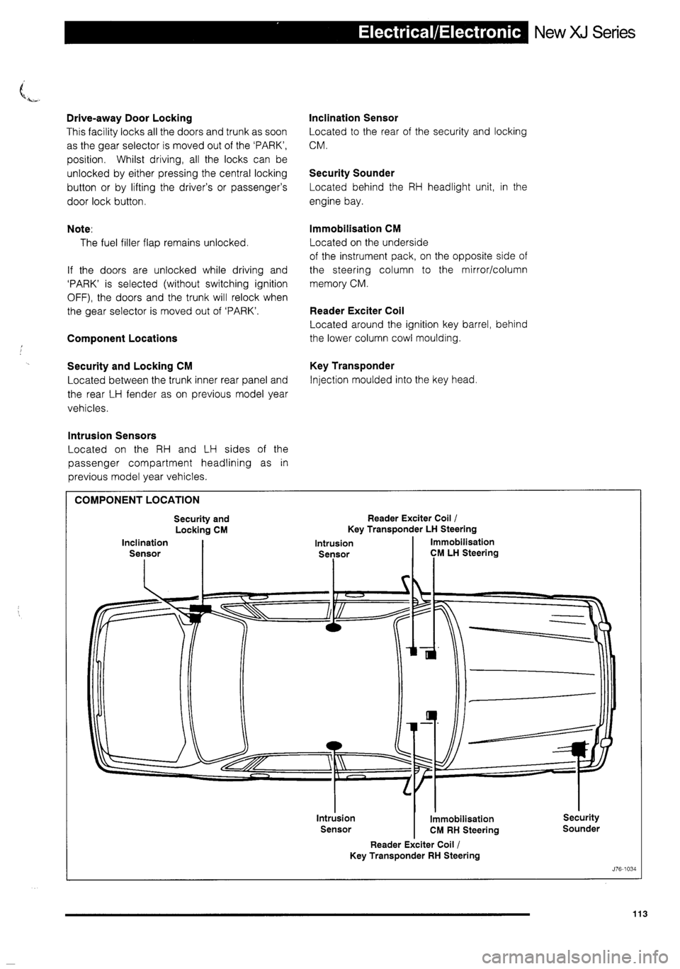 JAGUAR XJ 1995 2.G Technical Information Manual 