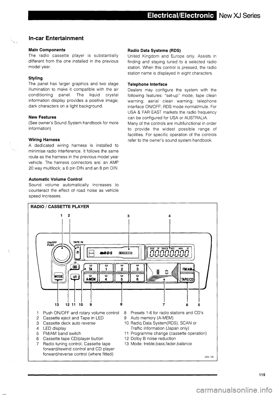 JAGUAR XJ 1995 2.G Technical Information Manual 