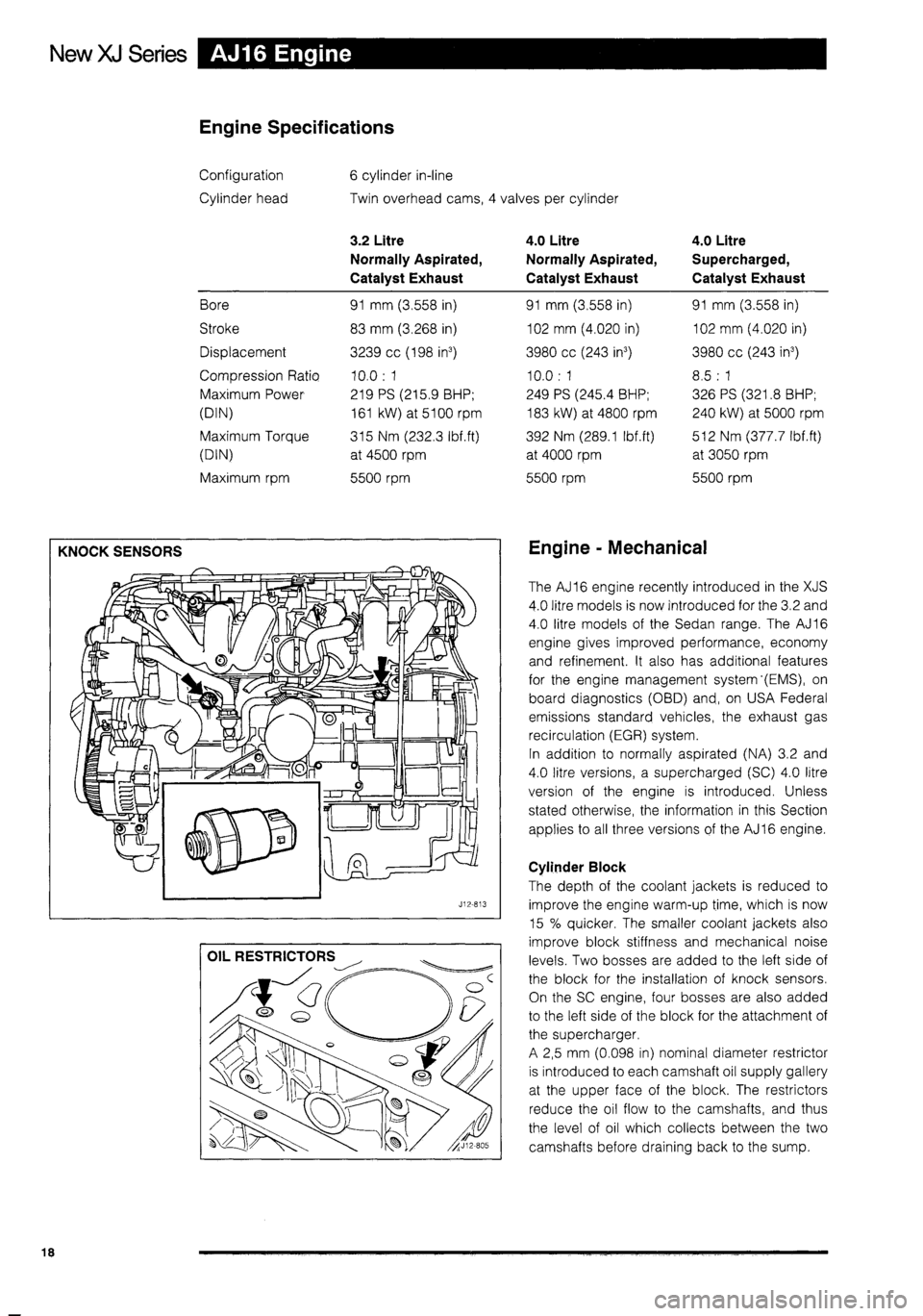 JAGUAR XJ 1995 2.G Technical Information Manual 