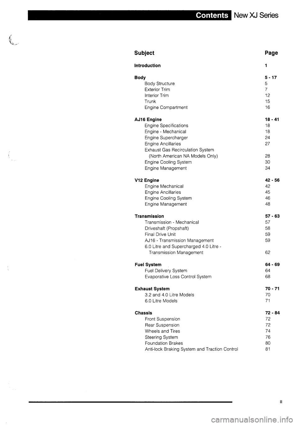 JAGUAR XJ 1995 2.G Technical Information Manual 