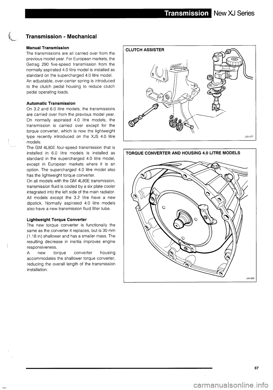 JAGUAR XJ 1995 2.G Technical Information Manual 