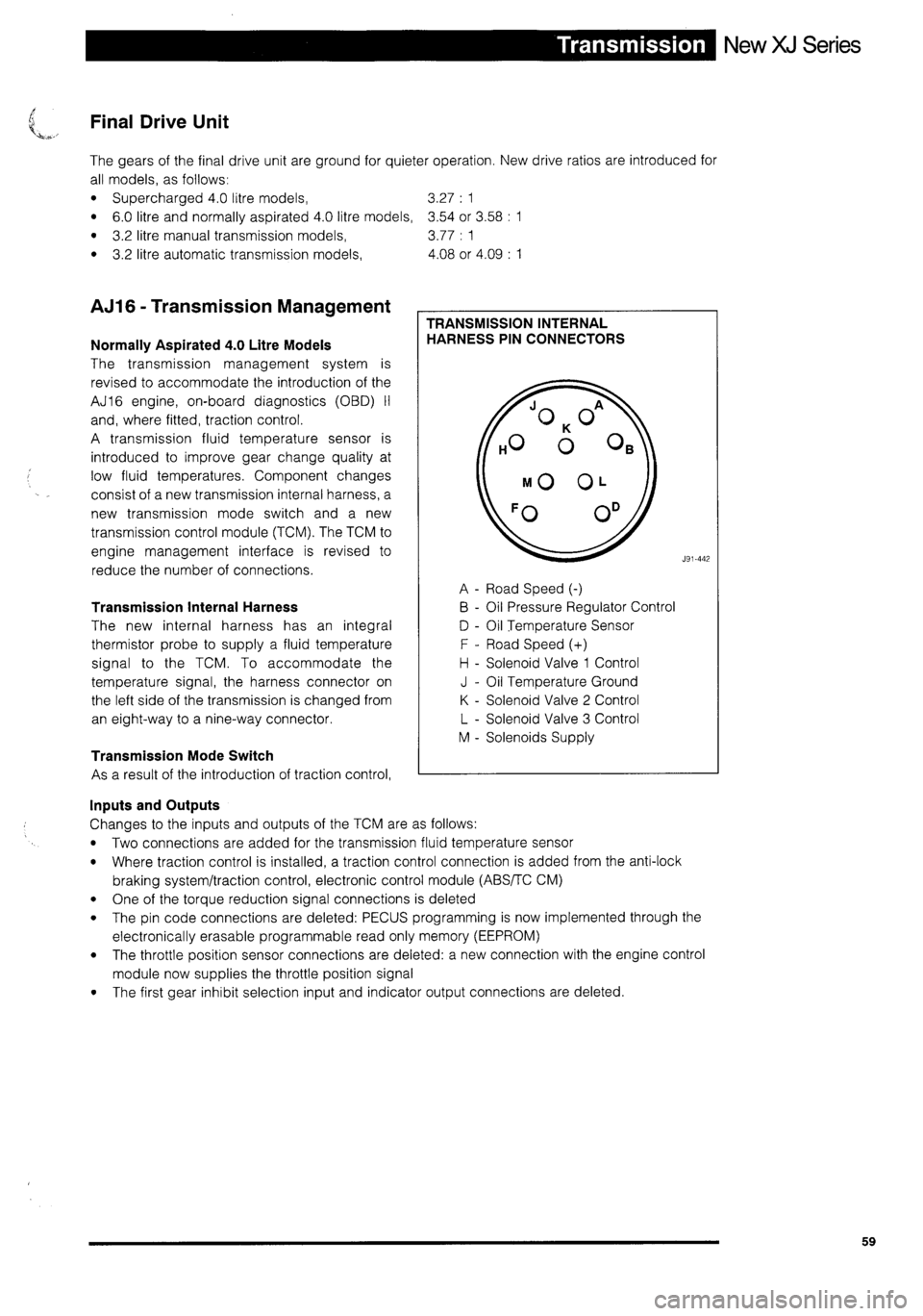 JAGUAR XJ 1995 2.G Technical Information Manual 