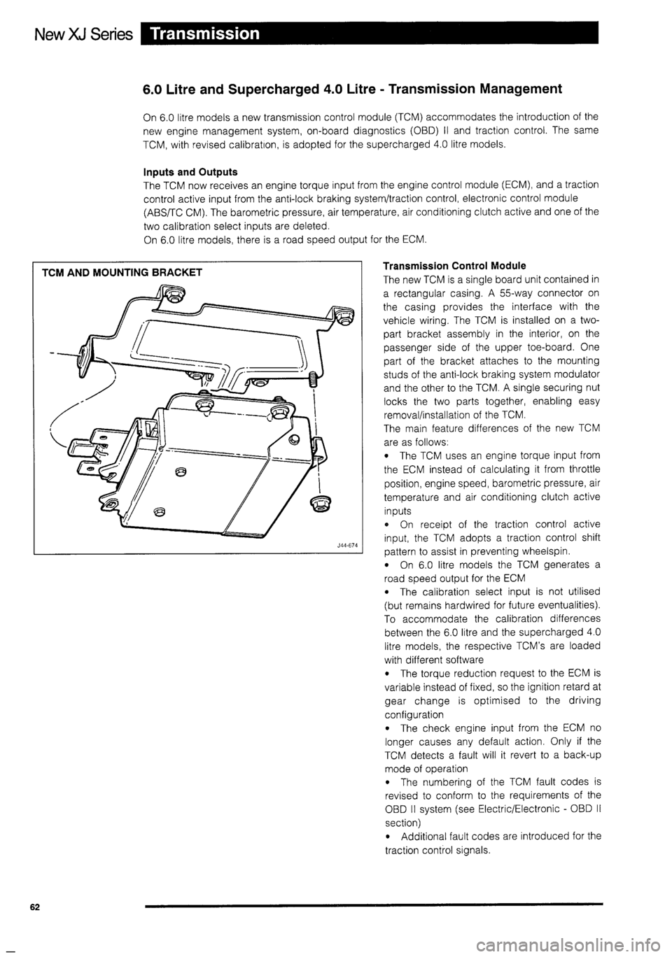 JAGUAR XJ 1995 2.G Technical Information Manual 