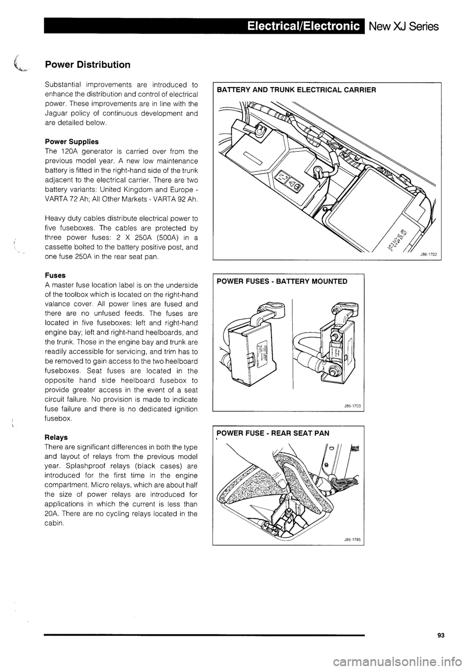 JAGUAR XJ 1995 2.G Technical Information Manual 