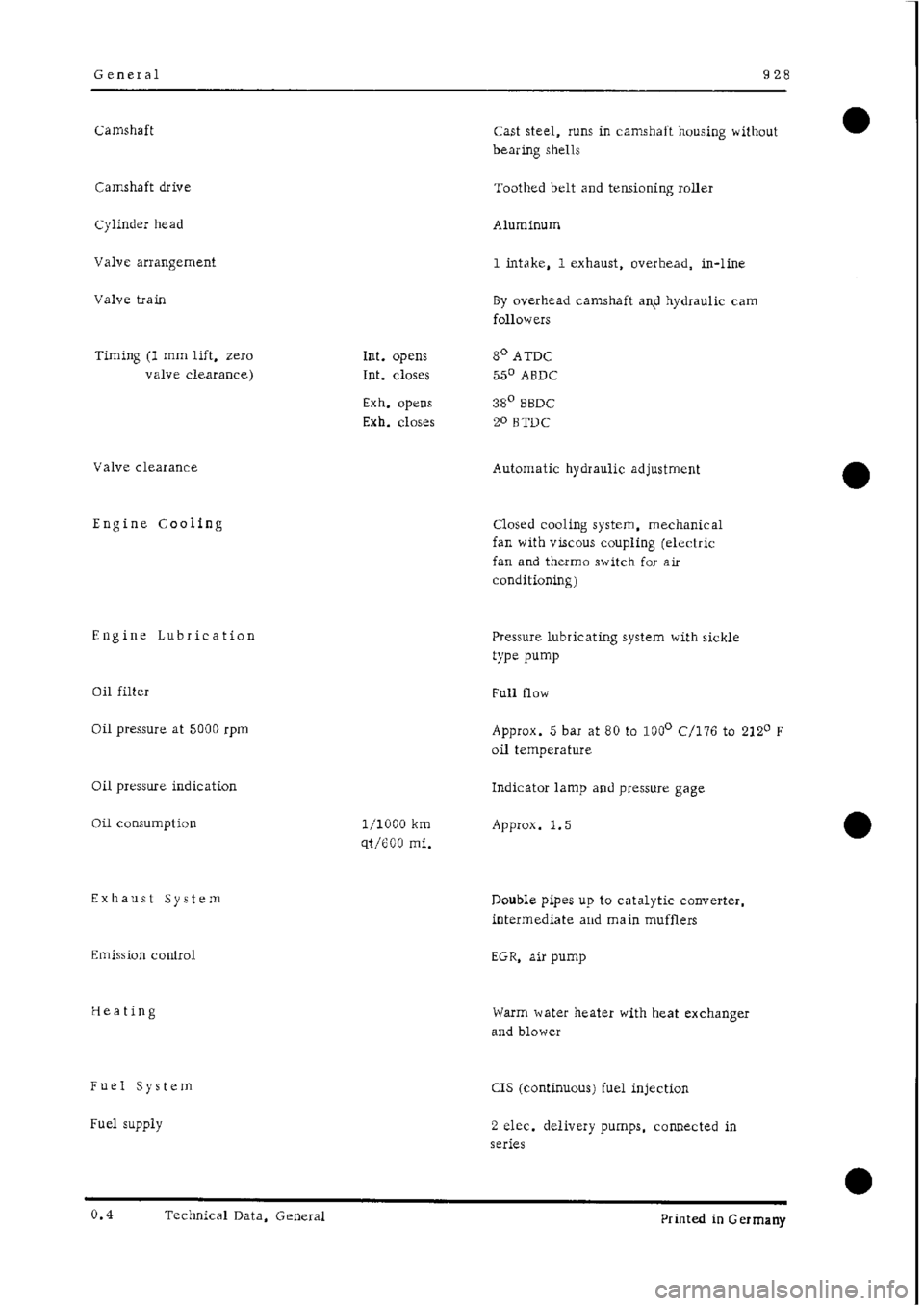 PORSCHE 928 1995  Service Owners Manual 