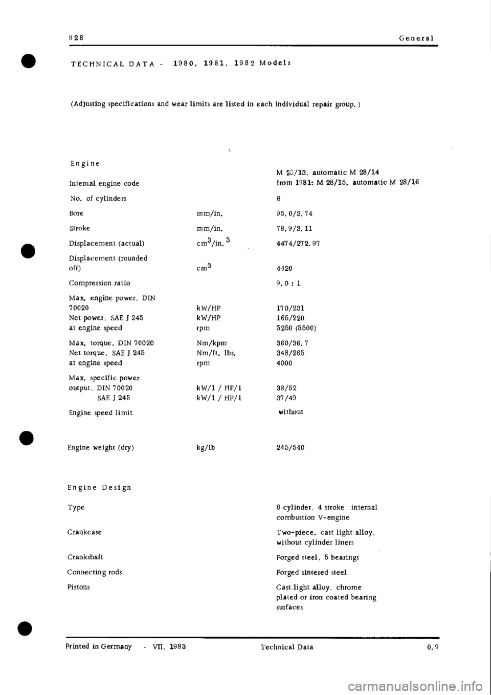 PORSCHE 928 1995  Service Owners Manual 