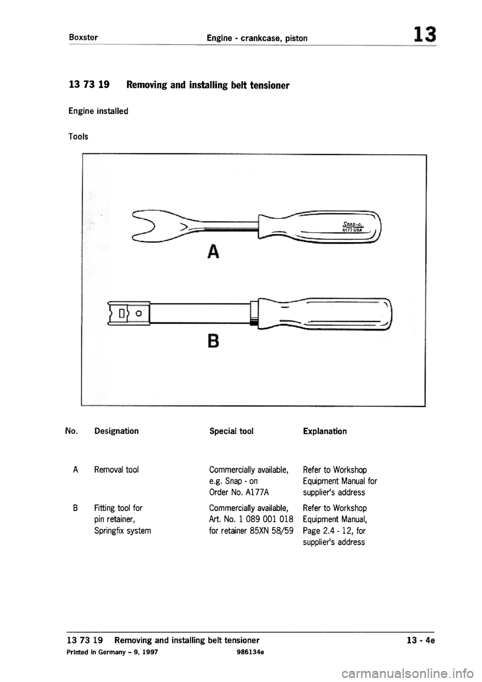PORSCHE 986 BOXSTER 1997  Workshop Manual 