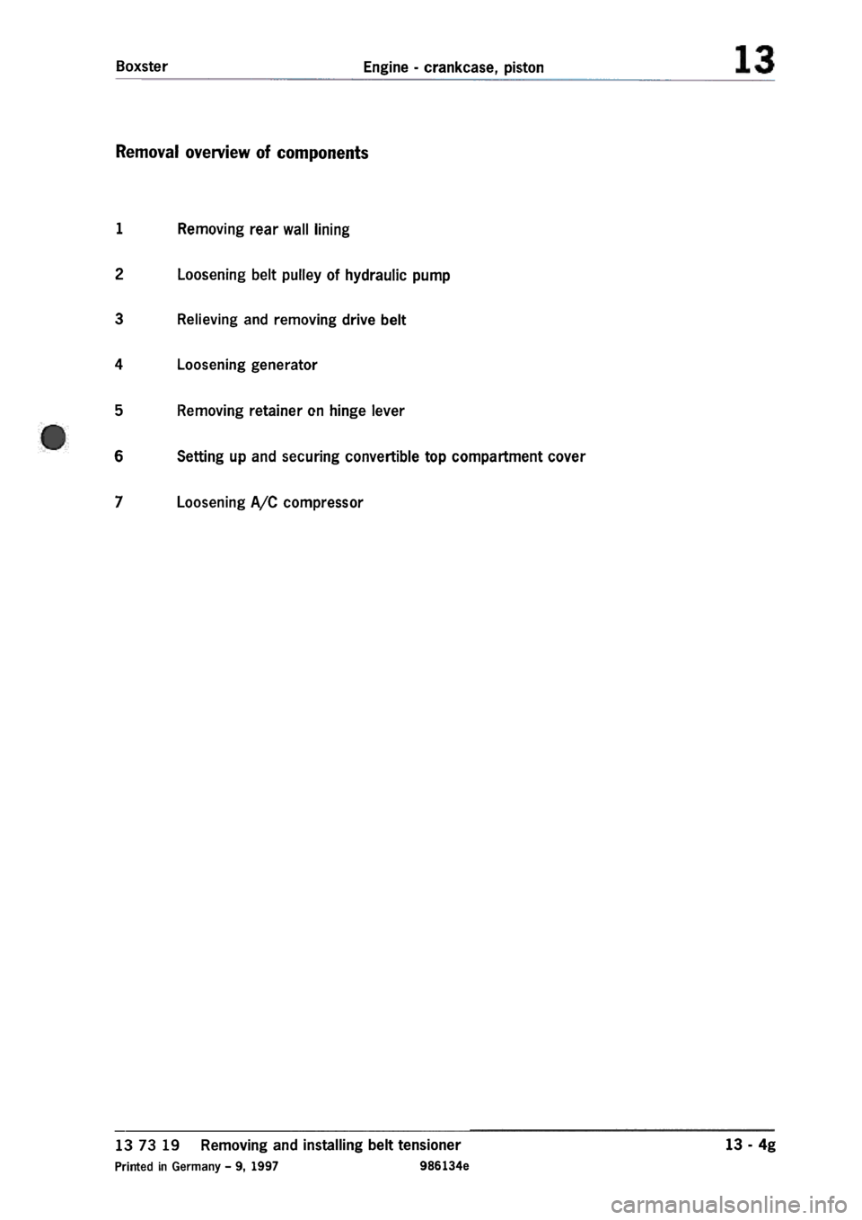 PORSCHE 986 BOXSTER 1997  Workshop Manual 