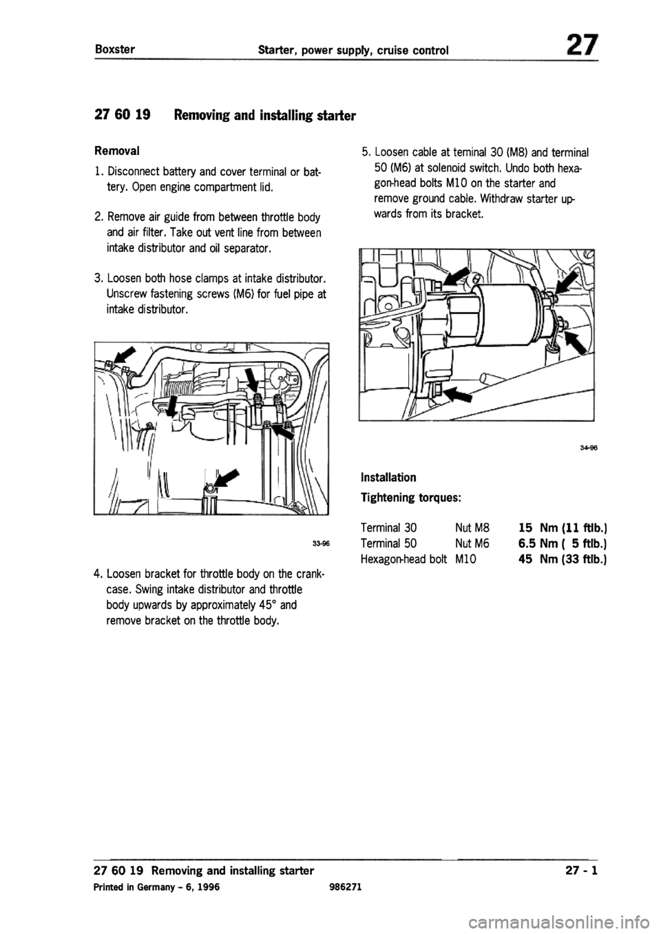 PORSCHE 986 BOXSTER 1997  Workshop Manual 