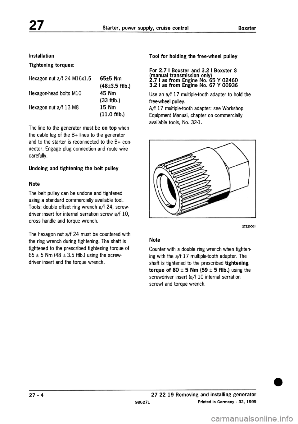 PORSCHE 986 BOXSTER 1997  Workshop Manual 