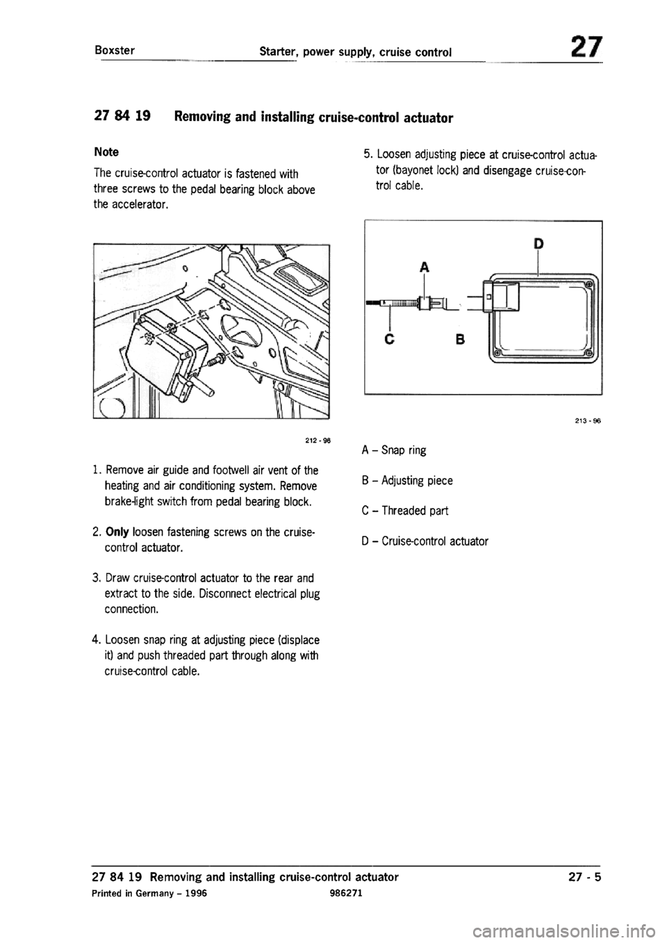 PORSCHE 986 BOXSTER 1997  Workshop Manual 