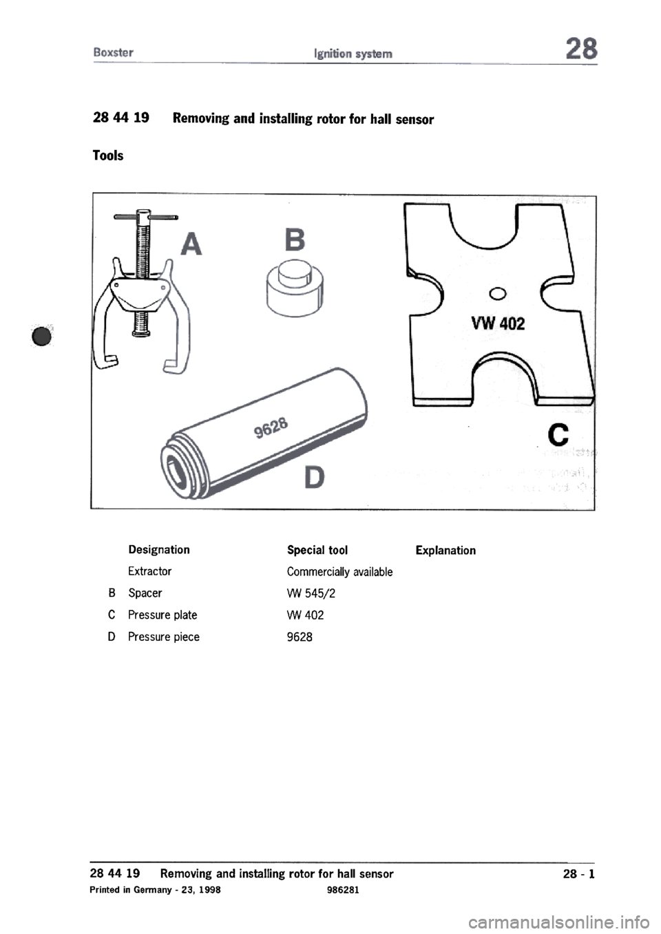 PORSCHE 986 BOXSTER 1997  Workshop Manual 
