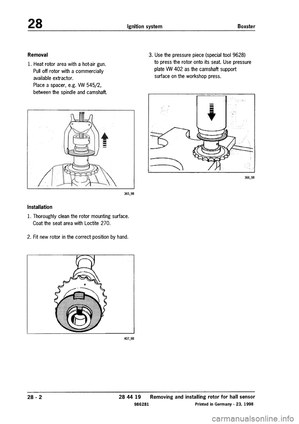 PORSCHE 986 BOXSTER 1997  Workshop Manual 