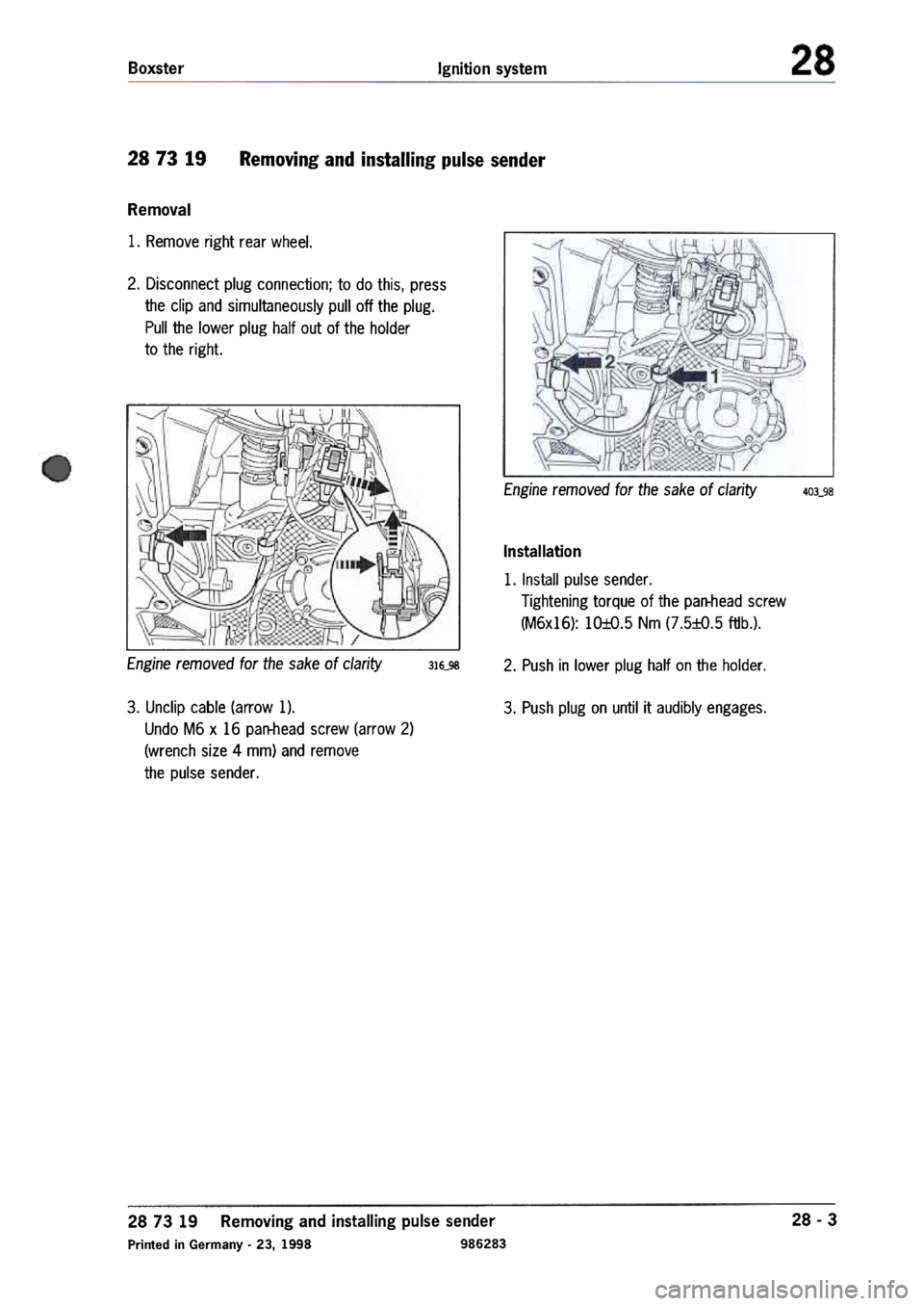 PORSCHE 986 BOXSTER 1997  Workshop Manual 